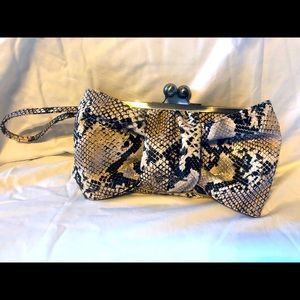 Jessica Simpson Bow Faux Python Clutch/Wristlet